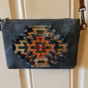 Embroidered Blue Wrangler Crossbody Bag